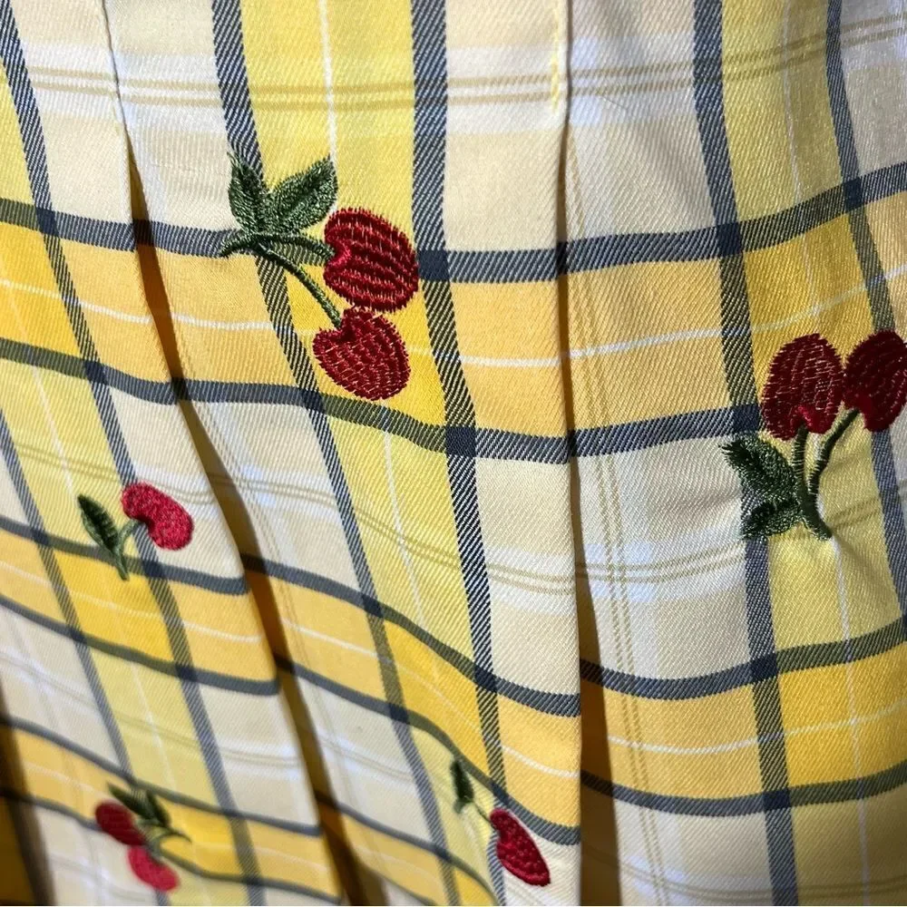 Forever 21 Yellow Plaid Cherry‎ Skort -- L